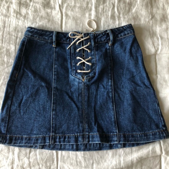 tie jean skirt